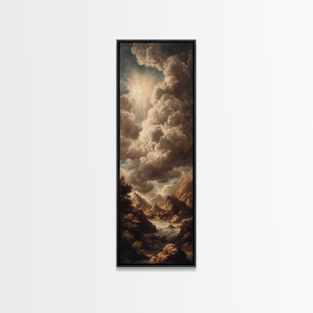 Theatrical Stormy Landscape Framed Canvas Print, Baroque Art, Room Decor Aesthetic, Living Room Decor, Fine Art, Ornate, BAO-1x3-46