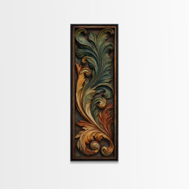 Carved Acanthus Leaf Ornament Study Canvas Print, Baroque Art, Art Print, Living Room Decor, Fine Art, Ornate, Oil Painting, BAO-1x3-51