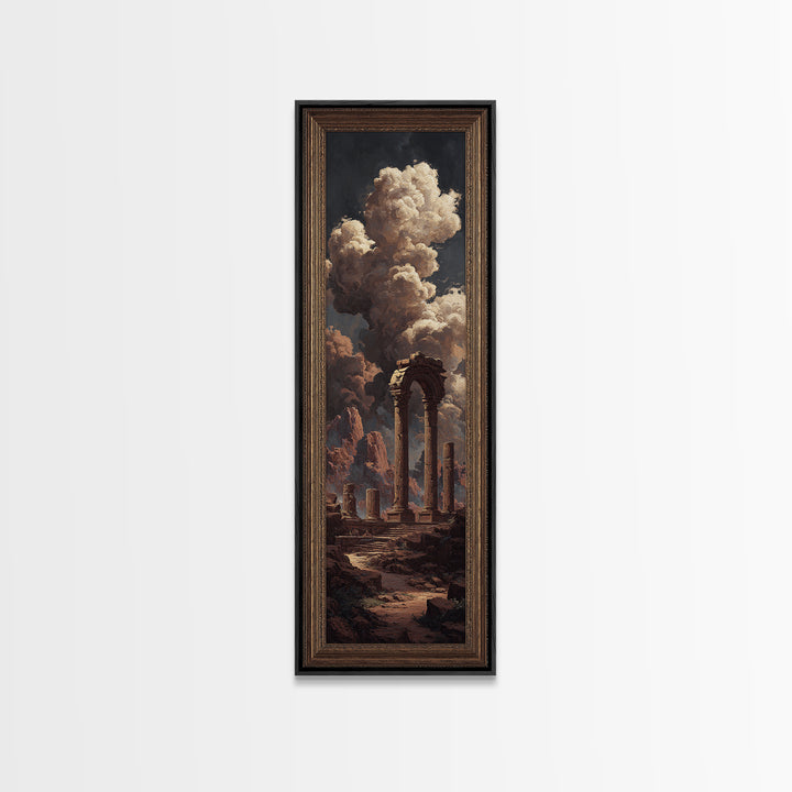 Classical Ruins Beneath a Dramatic Sky Canvas Print, Baroque Art, Fine Art Print, Living Room Decor, Oil Painting, Ornate, BAO-1x3-55