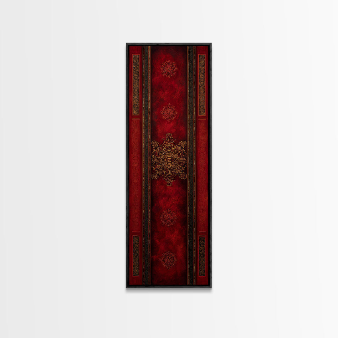 Dark Red Velvet Canvas Print, Baroque Art, Statement Artwork, Living Room Decor, Fine Art, Ornate, Painting, Printable Wall Art, BAO-1x3-59