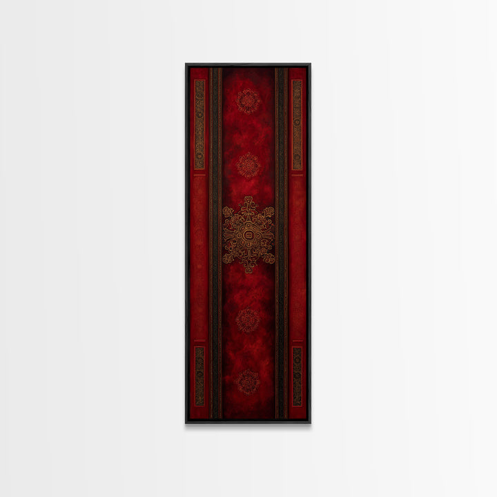 Dark Red Velvet Canvas Print, Baroque Art, Statement Artwork, Living Room Decor, Fine Art, Ornate, Painting, Printable Wall Art, BAO-1x3-59