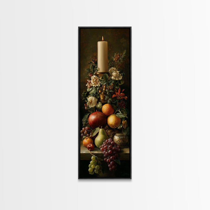 Dramatic Fruit Still Life Framed Canvas Print, Baroque Art, Feminist Art, Living Room Decor, Fine Art, Ornate, Luxury Decor, BAO-1x3-61