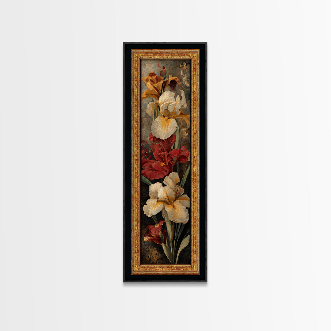 Ornate Gold Frame Illusion Around a Botanical Canvas Print, Baroque Art, Maximalist Decor, Living Room Decor, Ornate, BAO-1x3-69