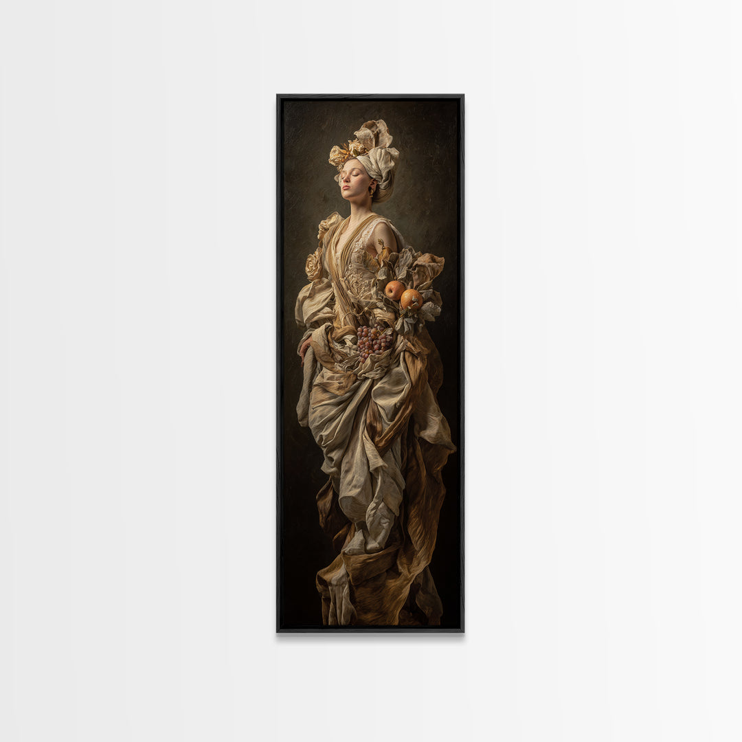 Mythic Goddess Figure Framed Canvas Print, Baroque Art, Eclectic Wall Art, Living Room Decor, Oil Painting, Ornate, BAO-1x3-74