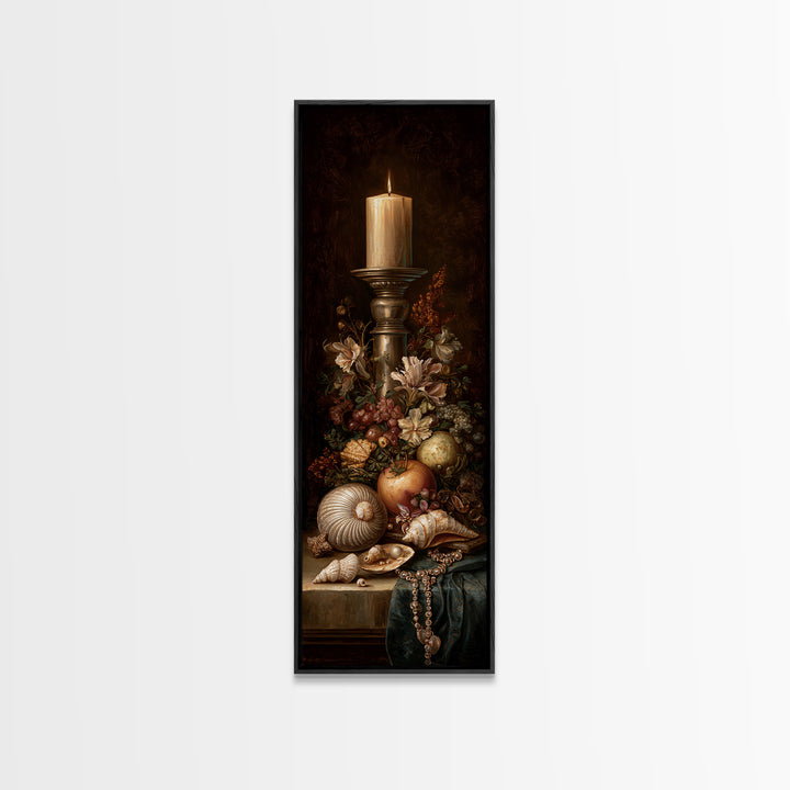 Ornamental Shell and Pearl Composition Canvas Print, Baroque Art, Gallery Wall, Living Room Decor, Oil Painting, Ornate, BAO-1x3-82