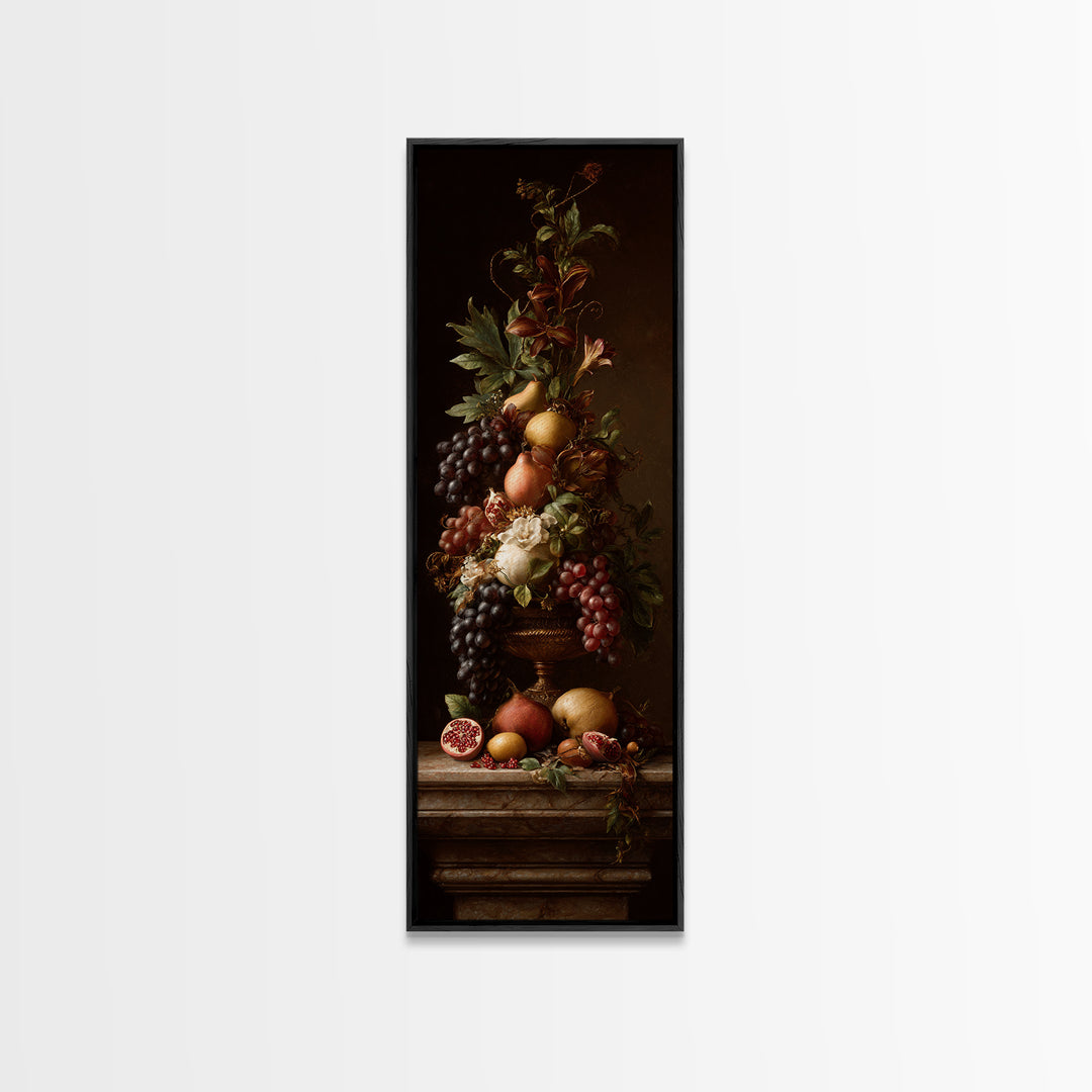 Dramatic Fruit Still Life Canvas Print, Baroque Art, Wall Decor, Living Room Decor, Fine Art, Ornate, Contemporary Art, BAO-1x3-85