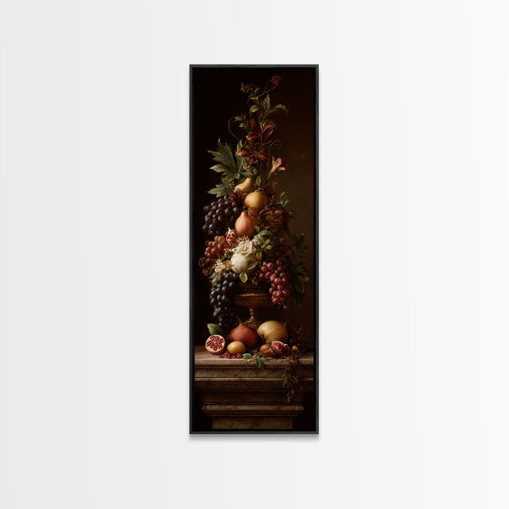 Dramatic Fruit Still Life Canvas Print, Baroque Art, Wall Decor, Living Room Decor, Fine Art, Ornate, Contemporary Art, BAO-1x3-85