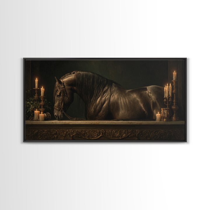 Dramatic Horse Portrait Canvas Print, Baroque Art, Art Print, Living Room Decor, Ornate, Oil Painting, Digital Wall Art, BAO-2x1-44