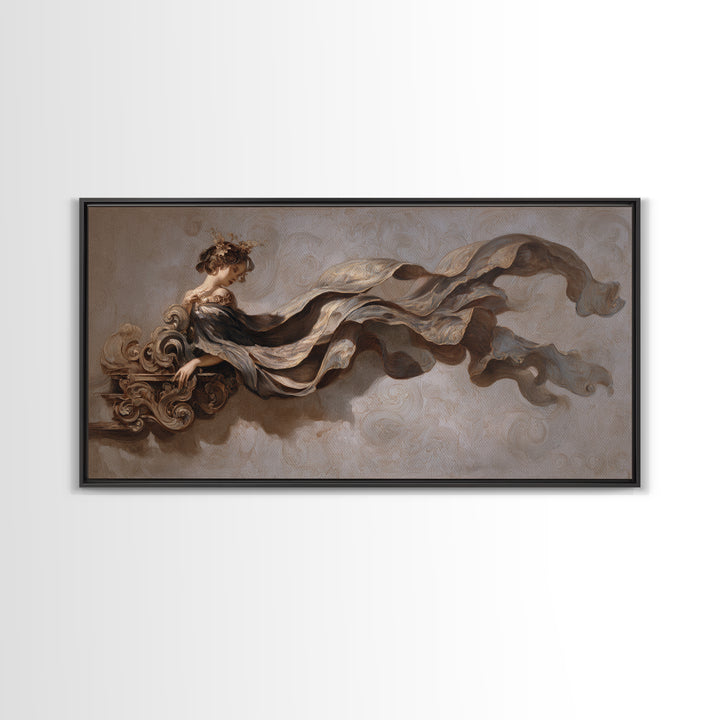 Mythic Goddess Figure Canvas Print, Baroque Art, Statement Artwork, Living Room Decor, Oil Painting, Ornate, Printable Wall Art, BAO-2x1-58