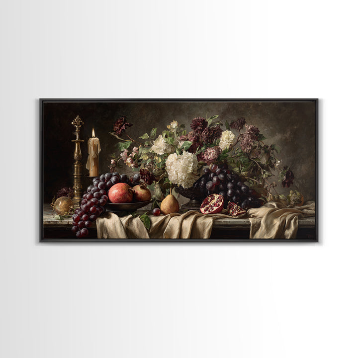 Lavish Banquet Fruit Composition Canvas Print, Baroque Art, Printable Wall Art, Living Room Decor, Ornate, Minimalist Wall Art, BAO-2x1-64