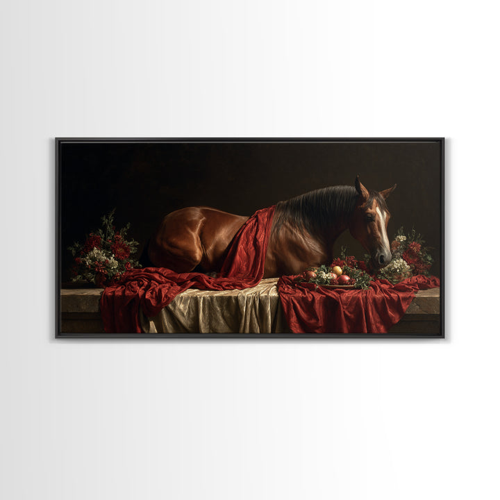 Dramatic Horse Portrait Canvas Print, Baroque Art, Canvas, Living Room Decor, Fine Art, Ornate, Room Decor Aesthetic, BAO-2x1-68