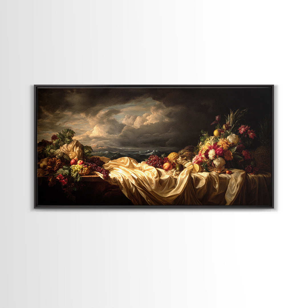 Theatrical Stormy Landscape Canvas Print, Baroque Art, Fine Art Print, Living Room Decor, Fine Art, Ornate, Painting, BAO-2x1-78