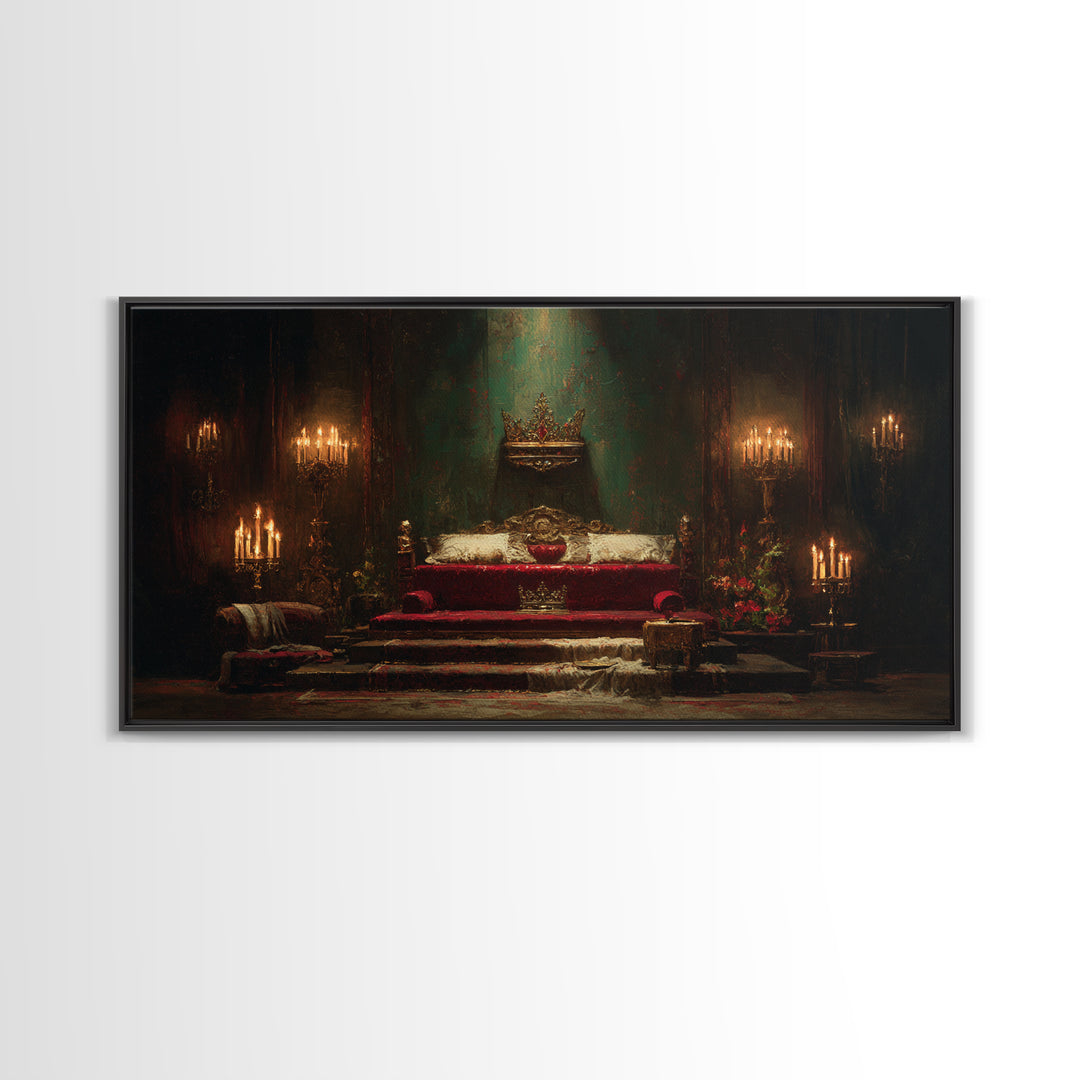 Dark Red Velvet Framed Canvas Print, Baroque Art, Contemporary Art, Living Room Decor, Fine Art, Ornate, 3d Wall Art, BAO-2x1-91