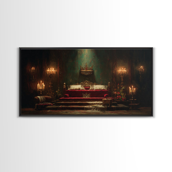 Dark Red Velvet Framed Canvas Print, Baroque Art, Contemporary Art, Living Room Decor, Fine Art, Ornate, 3d Wall Art, BAO-2x1-91