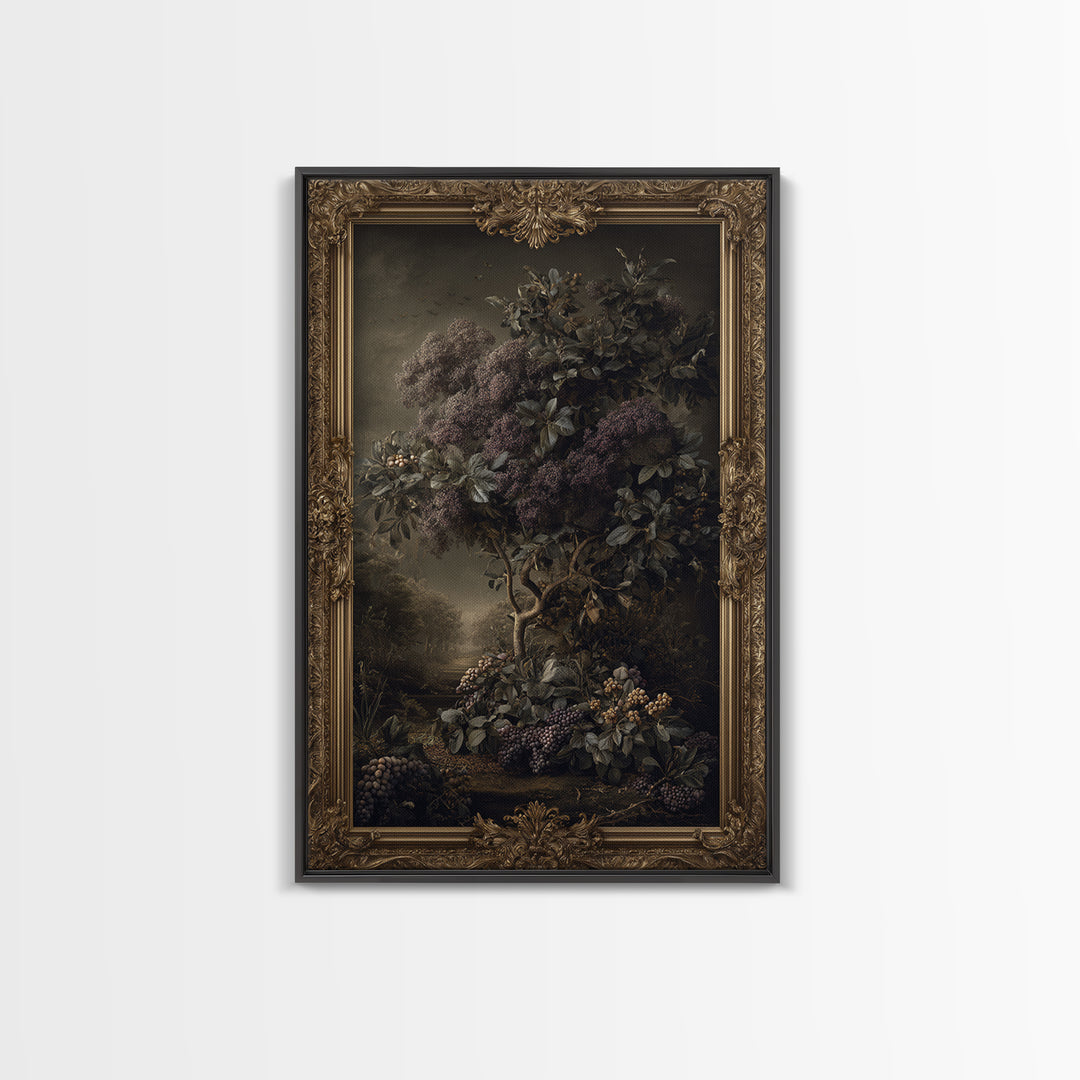 Ornate Gold Frame Illusion Around a Botanical Canvas Print, Baroque Art, Art Print, Living Room Decor, Oil Painting, Ornate, BAO-2x3-65