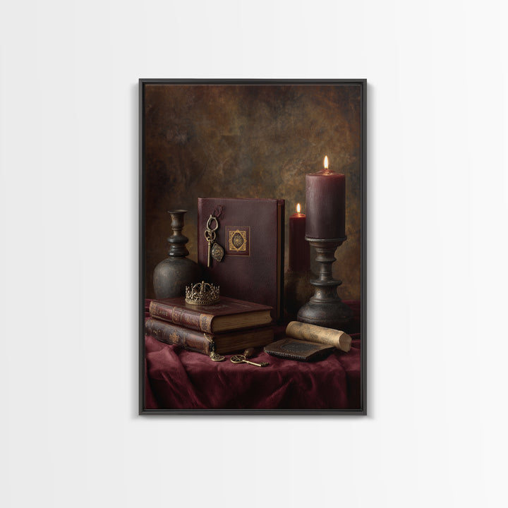 Dark Red Velvet Canvas Print, Baroque Art, Art, Living Room Decor, Fine Art, Ornate, Modern Wall Art, Living Room Wall Art, BAO-2x3-7