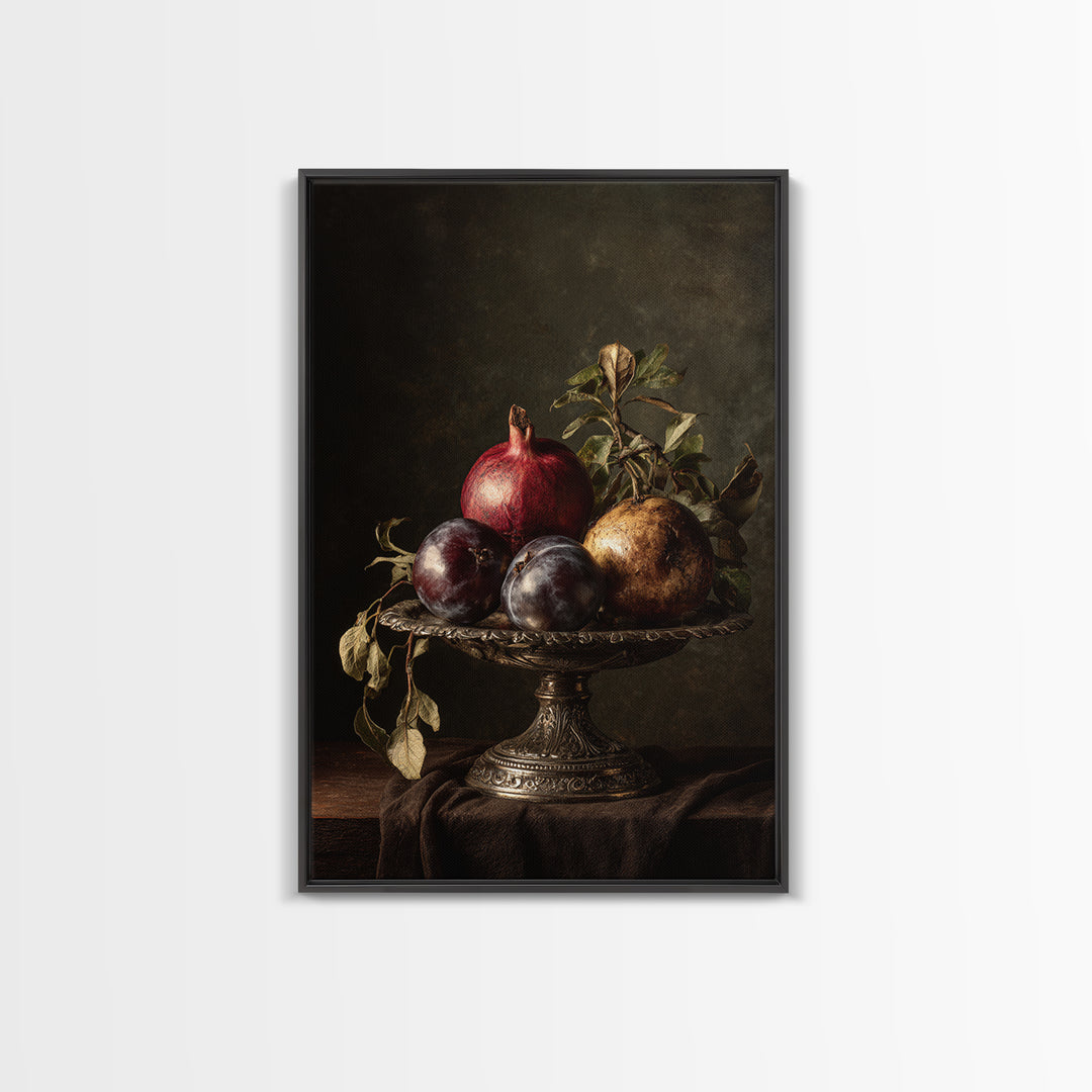 Dramatic Fruit Still Life Canvas Print, Baroque Art, Wall Decor, Living Room Decor, Fine Art, Ornate, Contemporary Art, BAO-2x3-9