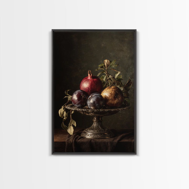 Dramatic Fruit Still Life Canvas Print, Baroque Art, Wall Decor, Living Room Decor, Fine Art, Ornate, Contemporary Art, BAO-2x3-9