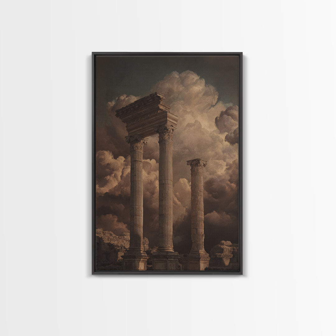 Classical Ruins Beneath a Dramatic Sky Canvas Print, Baroque Art, Fine Art Print, Living Room Decor, Fine Art, Ornate, BAO-2x3-99