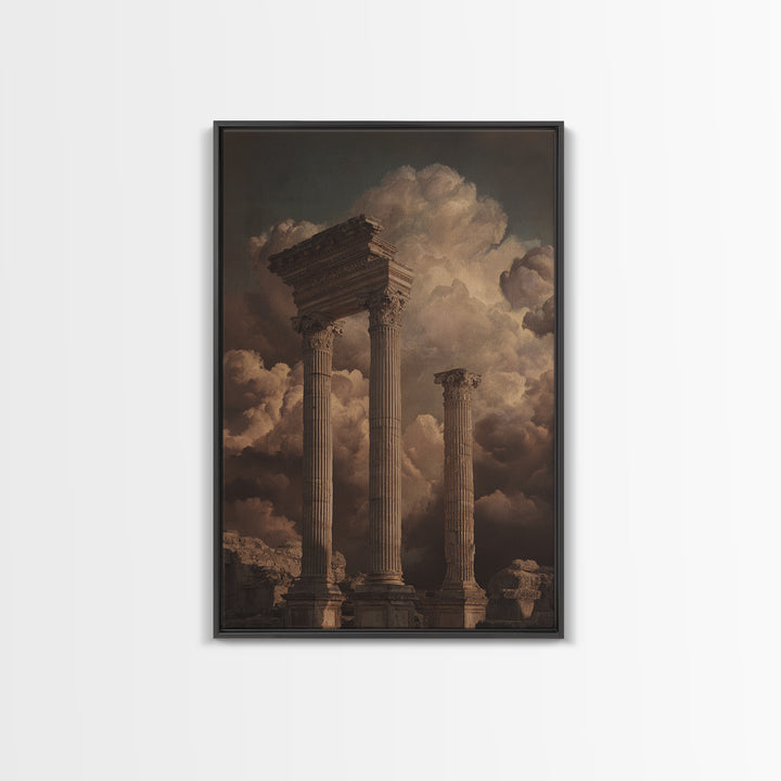 Classical Ruins Beneath a Dramatic Sky Canvas Print, Baroque Art, Fine Art Print, Living Room Decor, Fine Art, Ornate, BAO-2x3-99