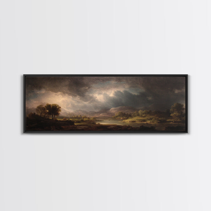 Theatrical Stormy Landscape Framed Canvas Print, Baroque Art, Room Decor, Living Room Decor, Fine Art, Ornate, Digital Wall Art, BAO-3x1-2