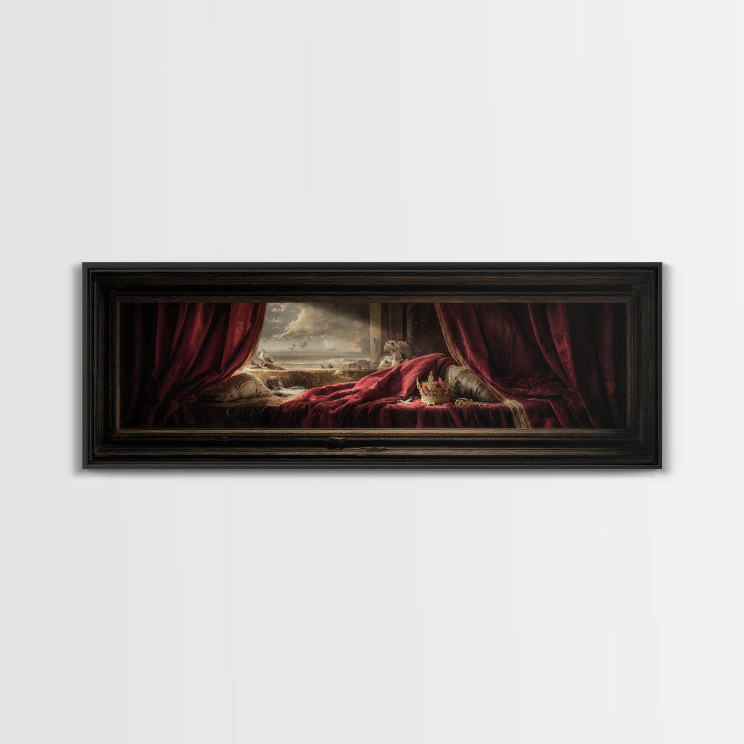 Dark Red Velvet Canvas Print, Baroque Art, Art Nouveau Decor, Living Room Decor, Fine Art, Ornate, Art Print, Textured Painting, BAO-3x1-39