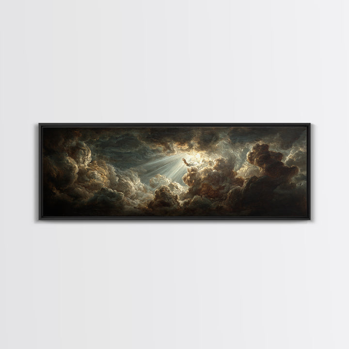 Angelic Hand Reaching Through Clouds Canvas Print, Baroque Art, Printable Art, Living Room Decor, Oil Painting, Ornate, BAO-3x1-61
