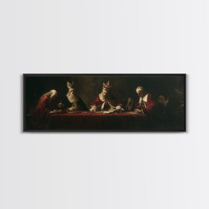 Dark Red Velvet Framed Canvas Print, Baroque Art, Contemporary Art, Living Room Decor, Fine Art, Ornate, 3d Wall Art, BAO-3x1-87