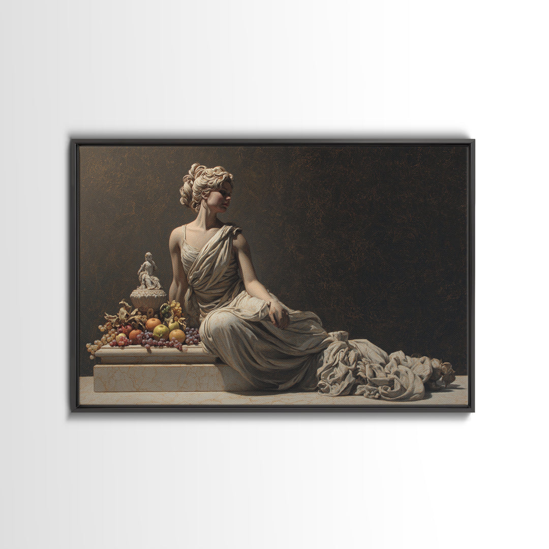 Mythic Goddess Figure Framed Canvas Print, Baroque Art, Textured Painting, Living Room Decor, Fine Art, Ornate, Printable Art, BAO-3x2-18