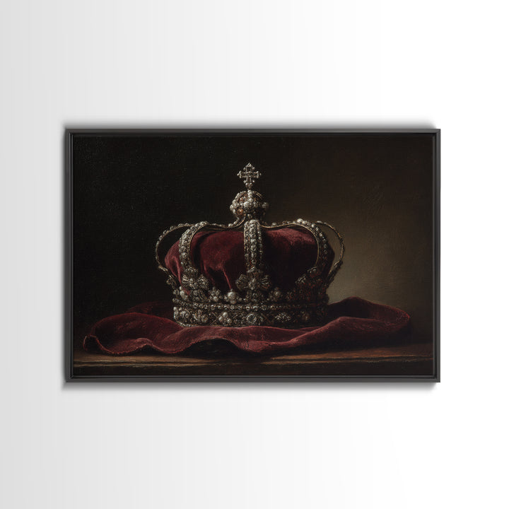 Dark Red Velvet Framed Canvas Print, Baroque Art, Textured Painting, Living Room Decor, Fine Art, Ornate, Printable Art, BAO-3x2-27