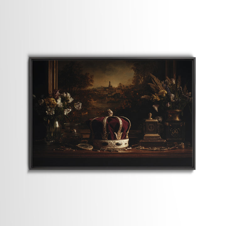 Dark Red Velvet Canvas Print, Baroque Art, Statement Artwork, Living Room Decor, Fine Art, Ornate, Painting, Printable Wall Art, BAO-3x2-3