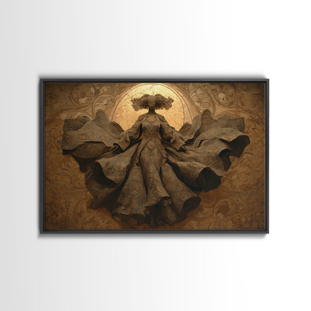 Mythic Goddess Figure Canvas Print, Baroque Art, Art, Living Room Decor, Oil Painting, Ornate, Modern Wall Art, BAO-3x2-42