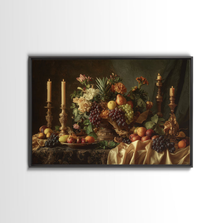 Lavish Banquet Fruit Composition Canvas Print, Baroque Art, Art, Living Room Decor, Fine Art, Ornate, Modern Wall Art, BAO-3x2-48