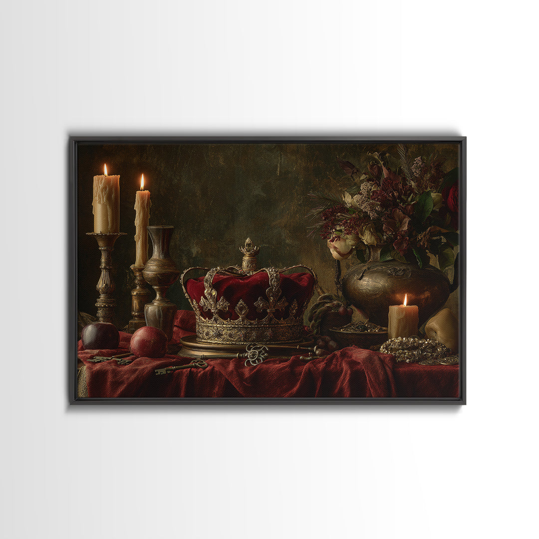 Dark Red Velvet Canvas Print, Baroque Art, Art, Living Room Decor, Fine Art, Ornate, Modern Wall Art, Living Room Wall Art, BAO-3x2-51