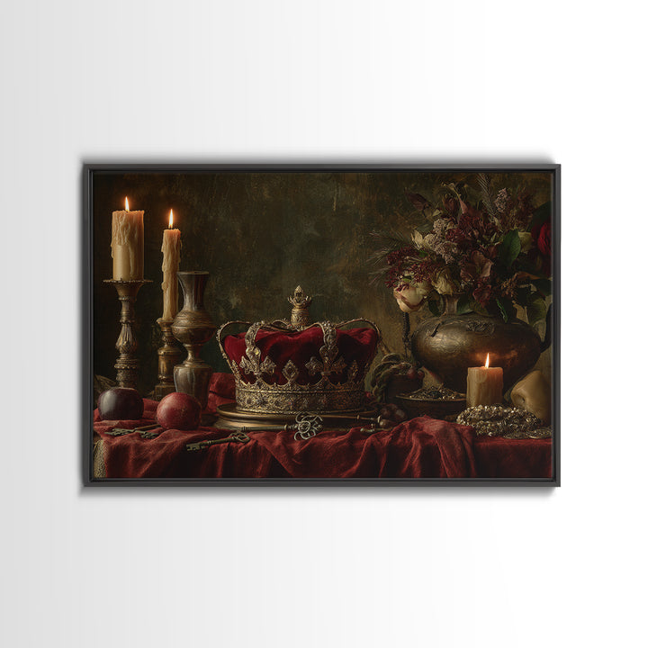 Dark Red Velvet Canvas Print, Baroque Art, Art, Living Room Decor, Fine Art, Ornate, Modern Wall Art, Living Room Wall Art, BAO-3x2-51