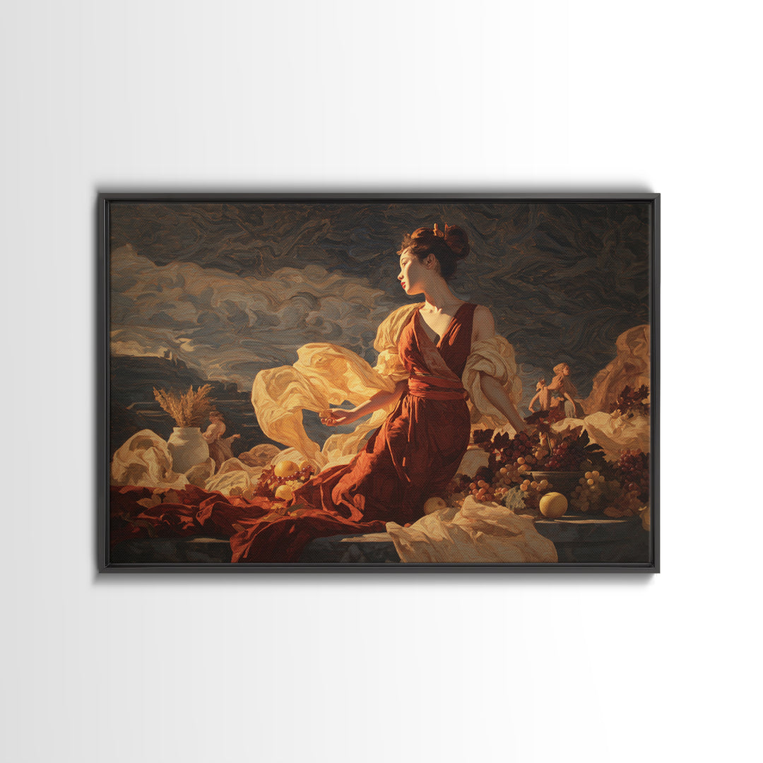 Mythic Goddess Figure Canvas Print, Baroque Art, Art, Living Room Decor, Oil Painting, Ornate, Modern Wall Art, BAO-3x2-66