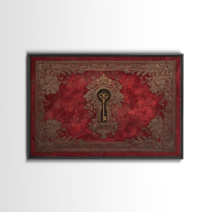 Dark Red Velvet Framed Canvas Print, Baroque Art, Eclectic Wall Art, Living Room Decor, Fine Art, Ornate, Gallery Decor, BAO-3x2-99