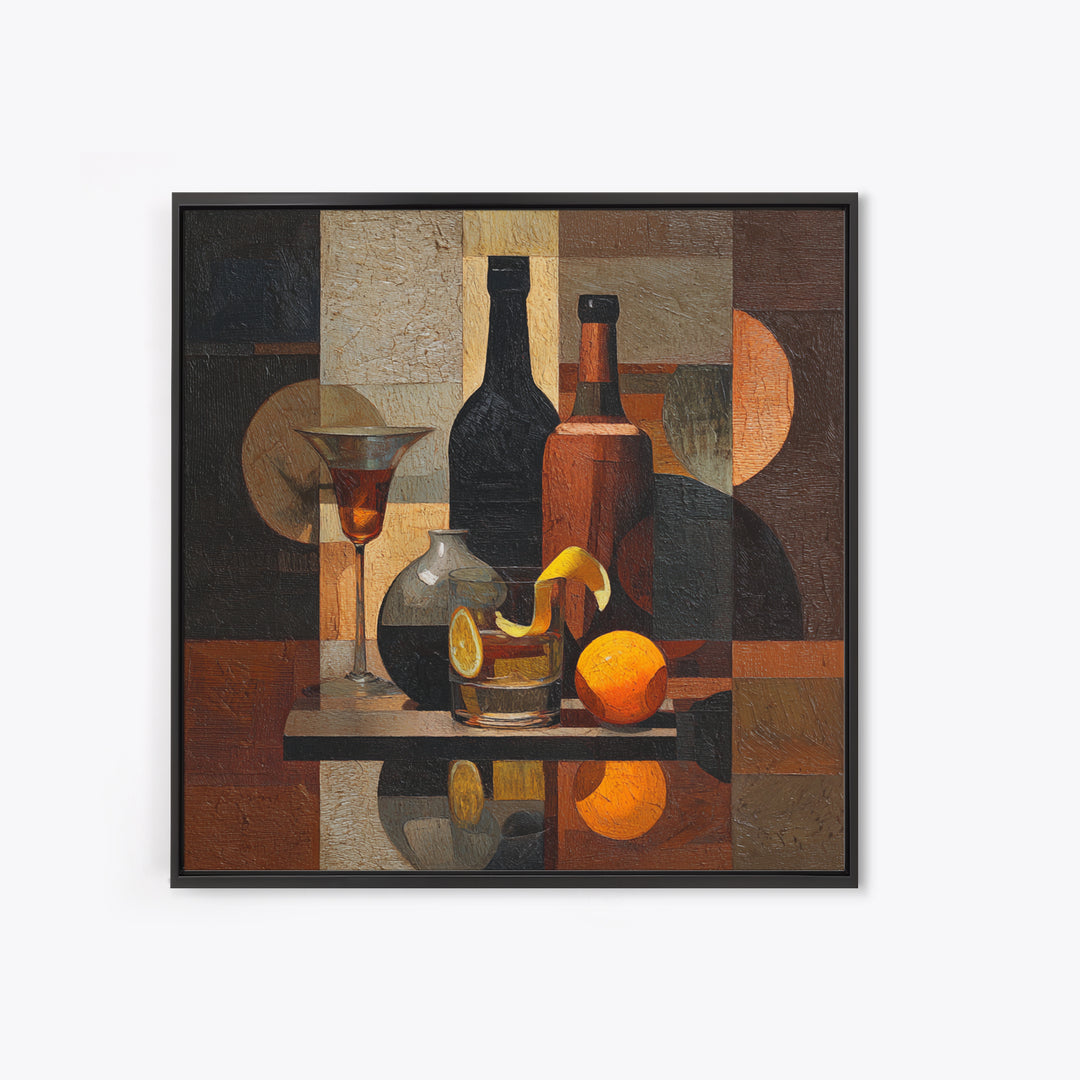 Retro Happy Hour Poster Framed Canvas Print, Bar Art, Digital Print, Bar Decor, Fine Art, Coffee Wall Art, Living Room Art, BAR-1x1-56