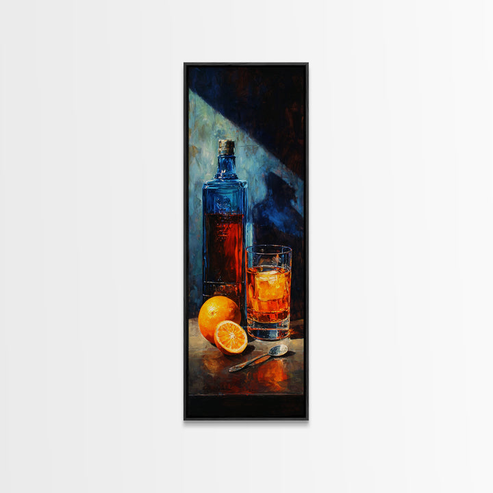 Orange Bitters and Bar Spoon Still Life Canvas Print, Bar Art, Kitchen Wall Decor, Bar Decor, Fine Art, Bar Cart Art, BAR-1x3-33