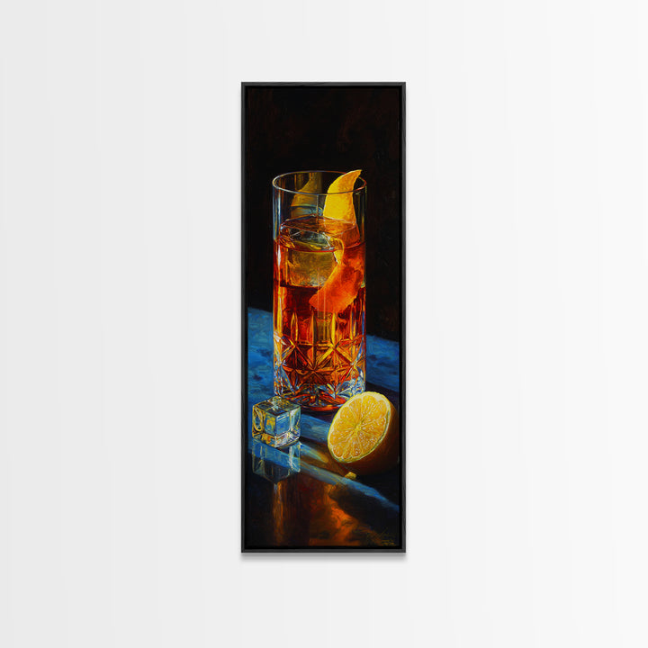 Old Fashioned Cocktail Canvas Print, Bar Art, Minimalist Decor, Bar Decor, Fine Art, Digital Print, Apartment Decor, BAR-1x3-37