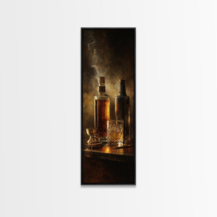 Whiskey Bottle and Cut Crystal Glass Canvas Print, Bar Art, Gallery Decor, Bar Decor, Fine Art, Wall Art, Home Decor, BAR-1x3-38