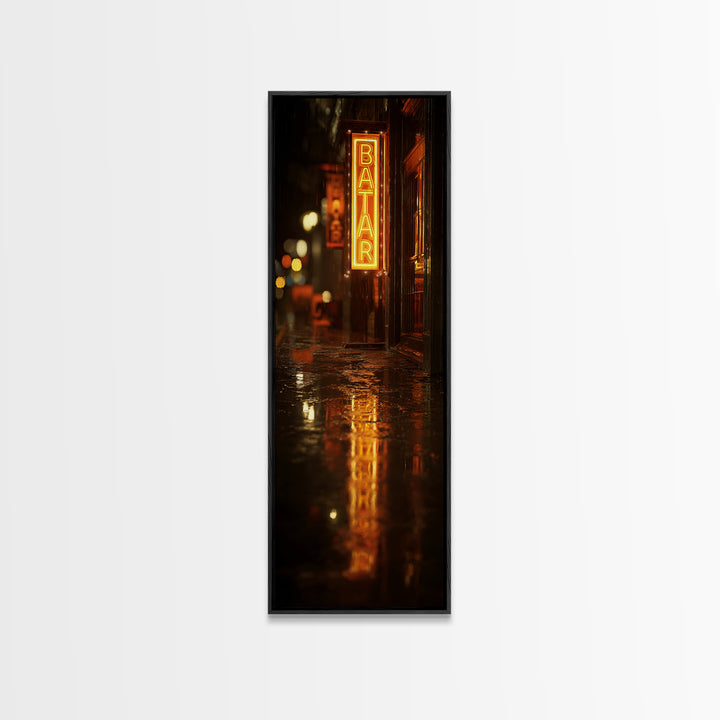 Neon Cocktail Sign Reflected Canvas Print, Bar Art, Living Room Art, Bar Decor, Fine Art, Luxury Decor, Room Decor, BAR-1x3-41