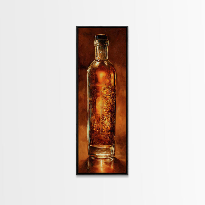 Sailor Tattoo Rum Bottle Illustration Framed Canvas Print, Bar Art, Neutral Decor, Bar Decor, Fine Art, Home Decor, BAR-1x3-75