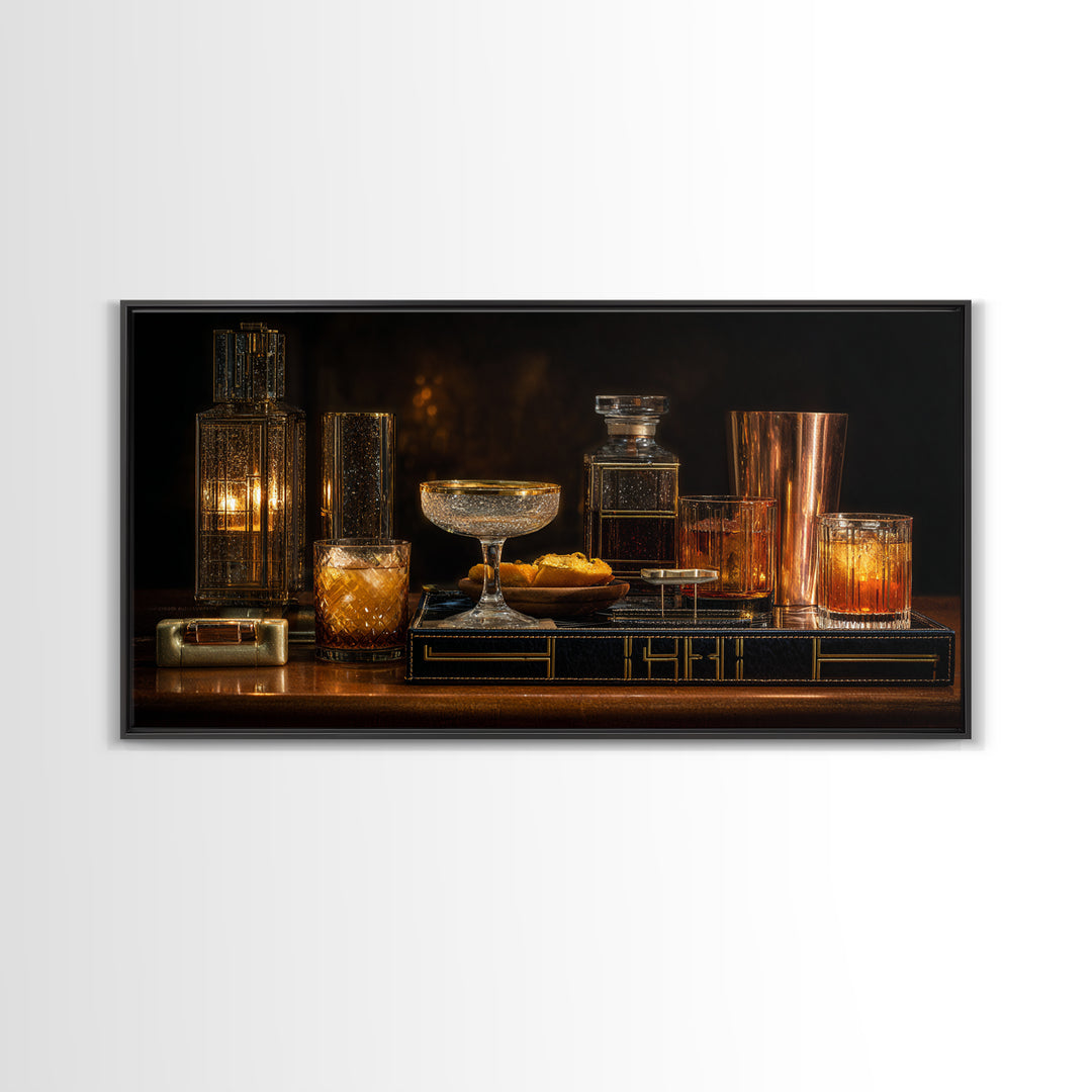 Champagne Coupe Tower Framed Canvas Print, Bar Art, Minimalist Decor, Bar Decor, Fine Art, Digital Print, Apartment Decor, BAR-2x1-6