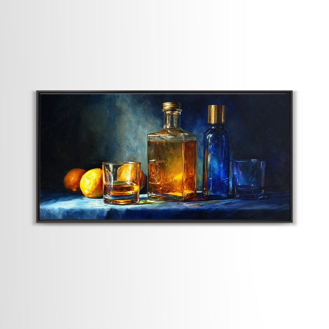 Smoked Glassware Study Framed Canvas Print, Bar Art, Gallery Decor, Bar Decor, Fine Art, Wall Art, Home Decor, BAR-2x1-67