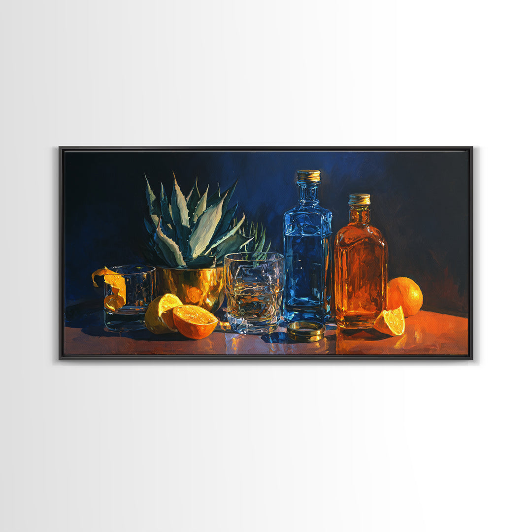 Tequila Agave Plant Study Framed Canvas Print, Bar Art, Luxury Decor, Bar Decor, Fine Art, Canvas Wall Art, Kitchen Decor, BAR-2x1-8