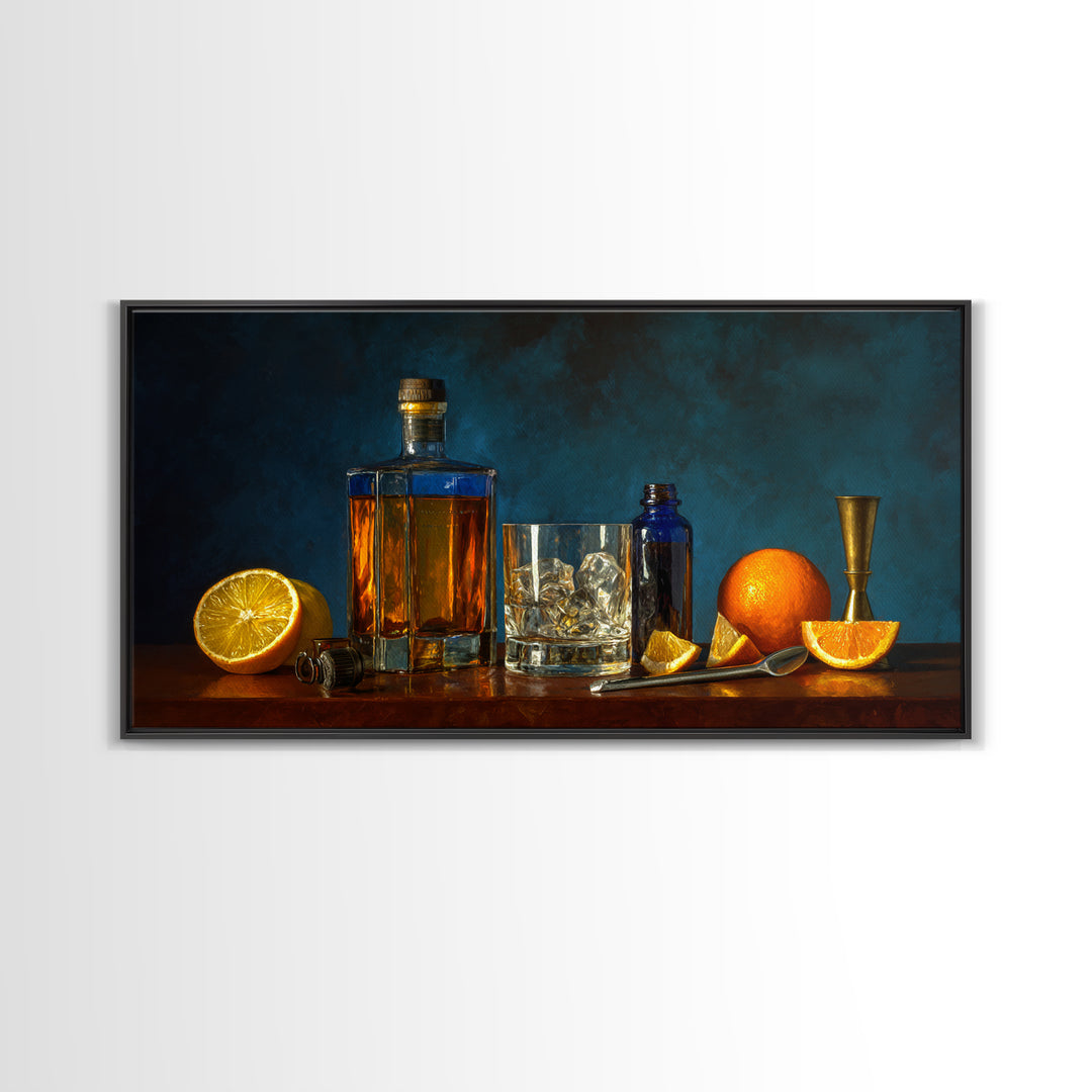 Orange Bitters and Bar Spoon Still Life Canvas Print, Bar Art, Kitchen Wall Decor, Bar Decor, Fine Art, Bar Cart Art, BAR-2x1-89