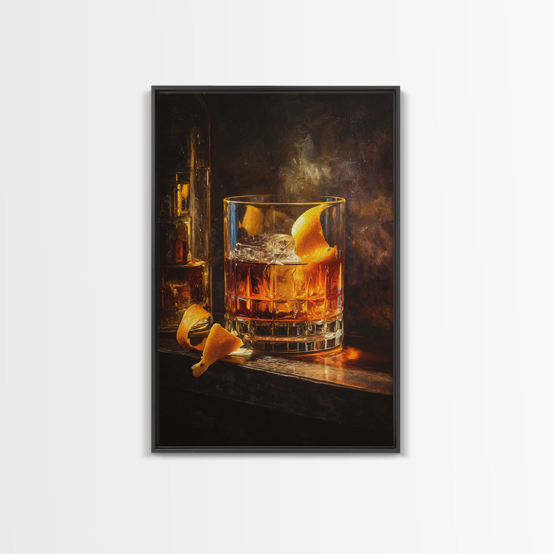 Cocktail Recipe Diagram Styled as Elegant Art Framed Canvas Print, Bar Art, Art Print, Bar Decor, Fine Art, Kitchen Wall Decor, BAR-2x3-100