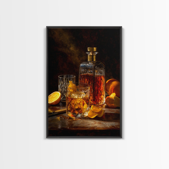 Cocktail Recipe Diagram Styled as Elegant Art Framed Canvas Print, Bar Art, Wall Decor, Bar Decor, Fine Art, BAR-2x3-52