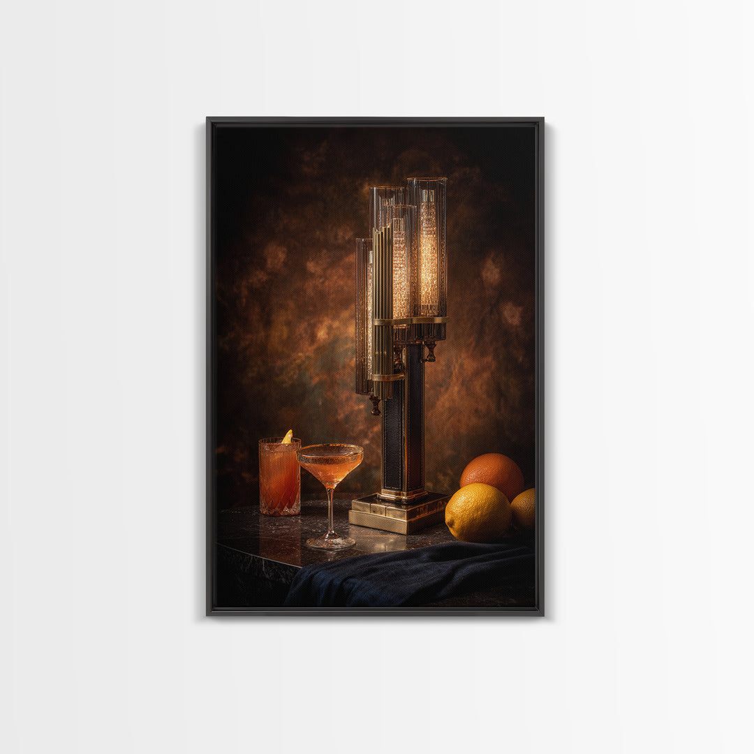 Champagne Coupe Tower Framed Canvas Print, Bar Art, Bar, Bar Decor, Fine Art, Living Room Art, Coffee Bar, Cocktail Wall Art, BAR-2x3-90